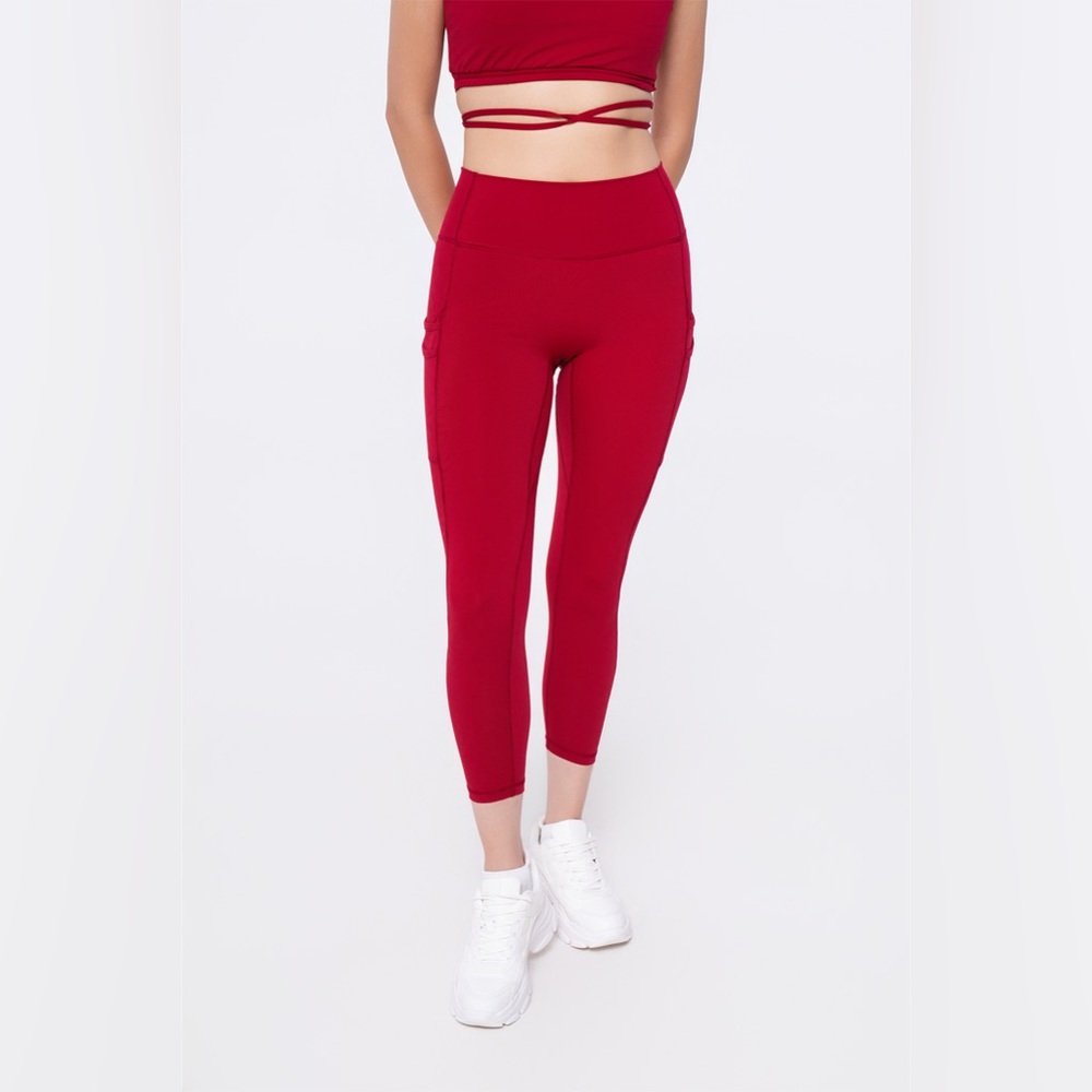 Werk XSA Scarlet Red High-Waisted Pocket Leggings Athletic Yoga Pants
